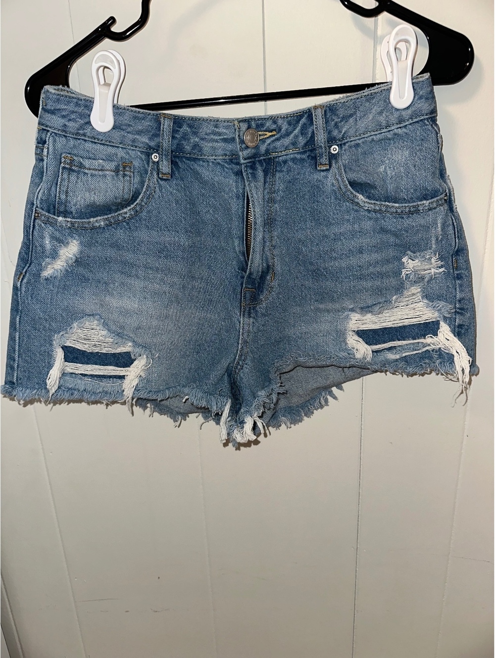 Pacsun Women's Distressed Denim Shorts, Size Small, Light Blue